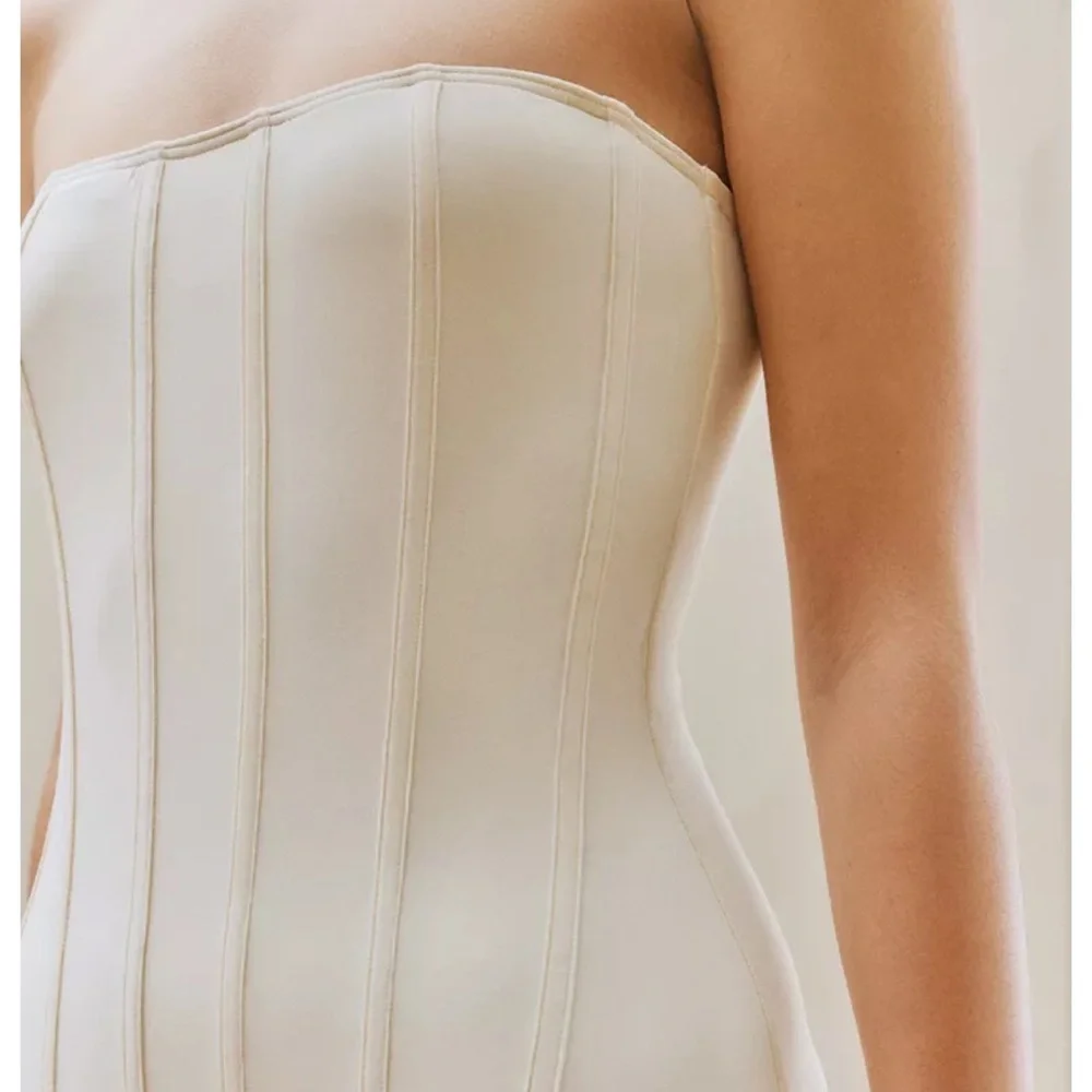 Zara Ecru Strapless Corset One-Piece Bathing suit with Removable Halter NWT